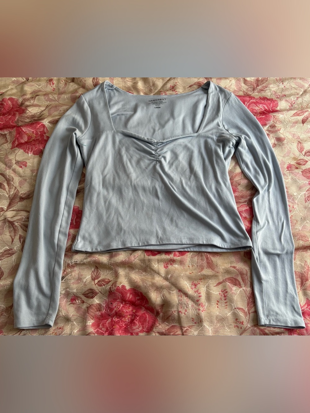 Harper and Ivy Juniors’ Light Blue Contour Sweetheart Top